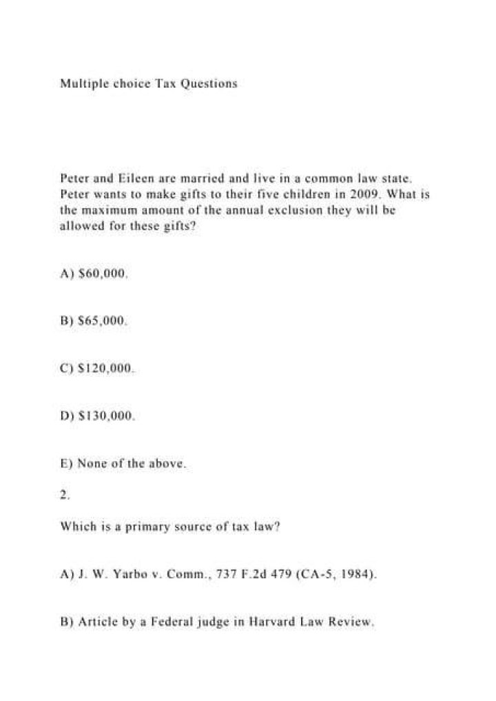 Are there any income tax multiple choice questions?