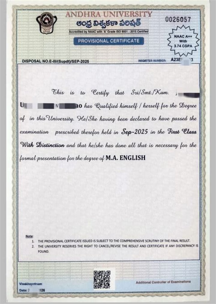 How can I get original certificate from Andhra University?