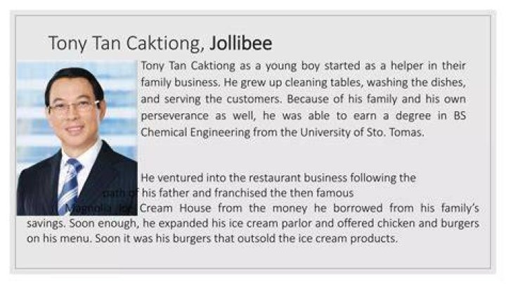 How did Tony Tan Caktiong started her small business until it becomes successful?