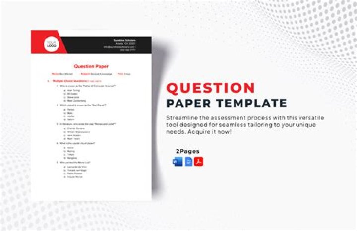 How do I create a question paper in Excel?