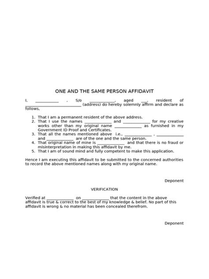 How do I get a one person the same affidavit?