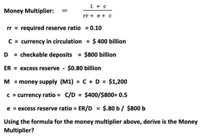 How do you calculate the M1 money multiplier?