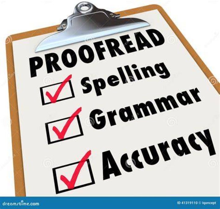 How do you check the accuracy of business documents including reference to spelling and grammar?