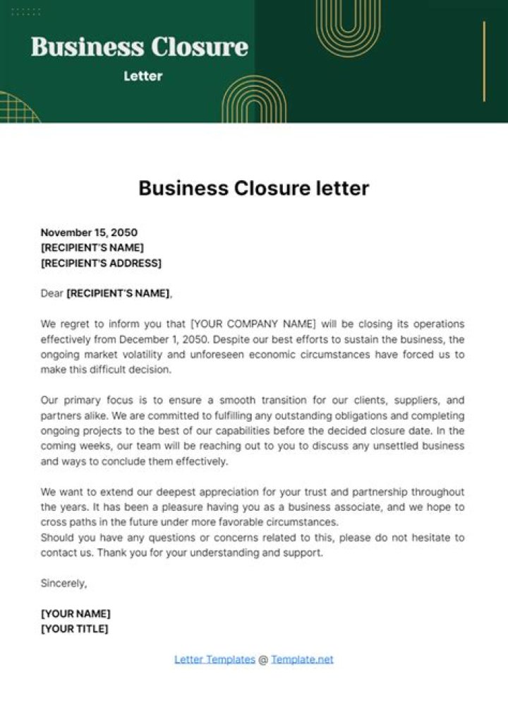 How do you write a business closure letter to the tax office?