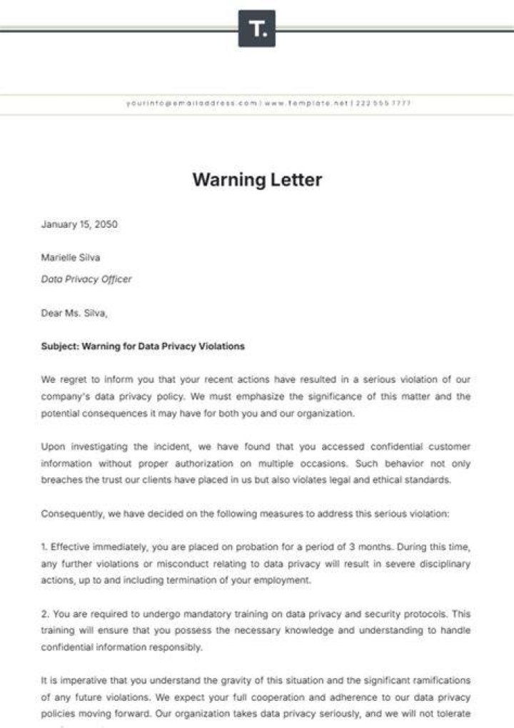 How do you write a late warning letter?