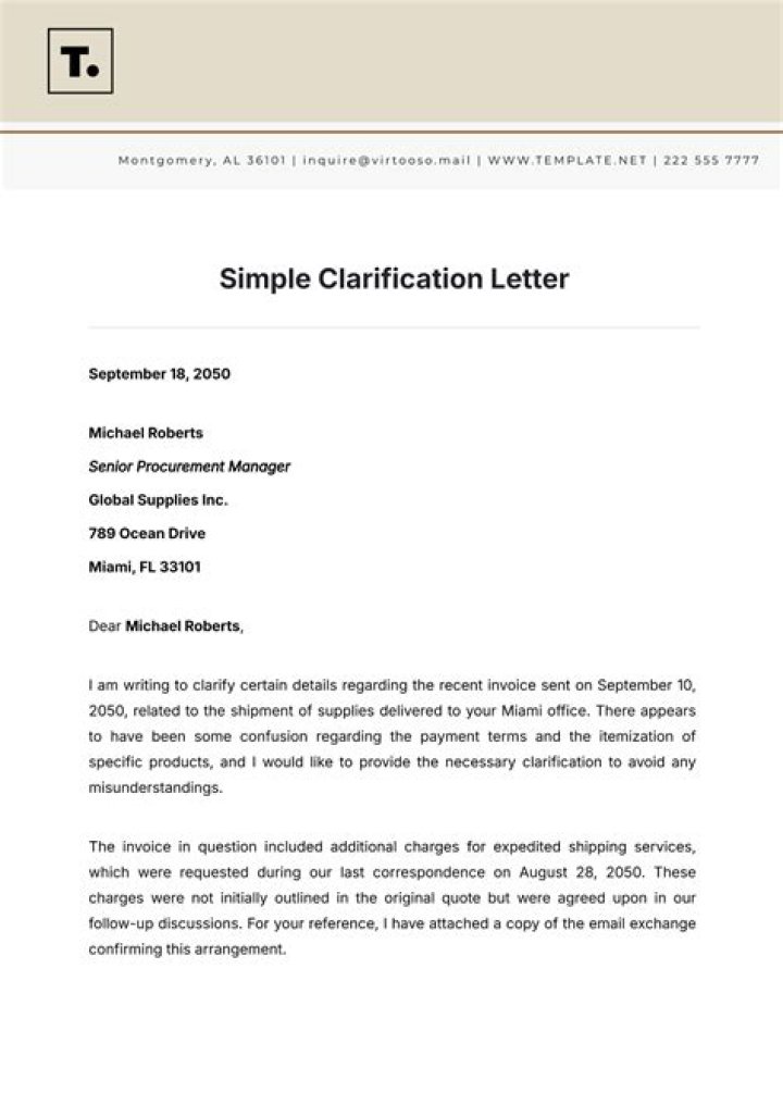 How do you write a letter of mistake for clarification?