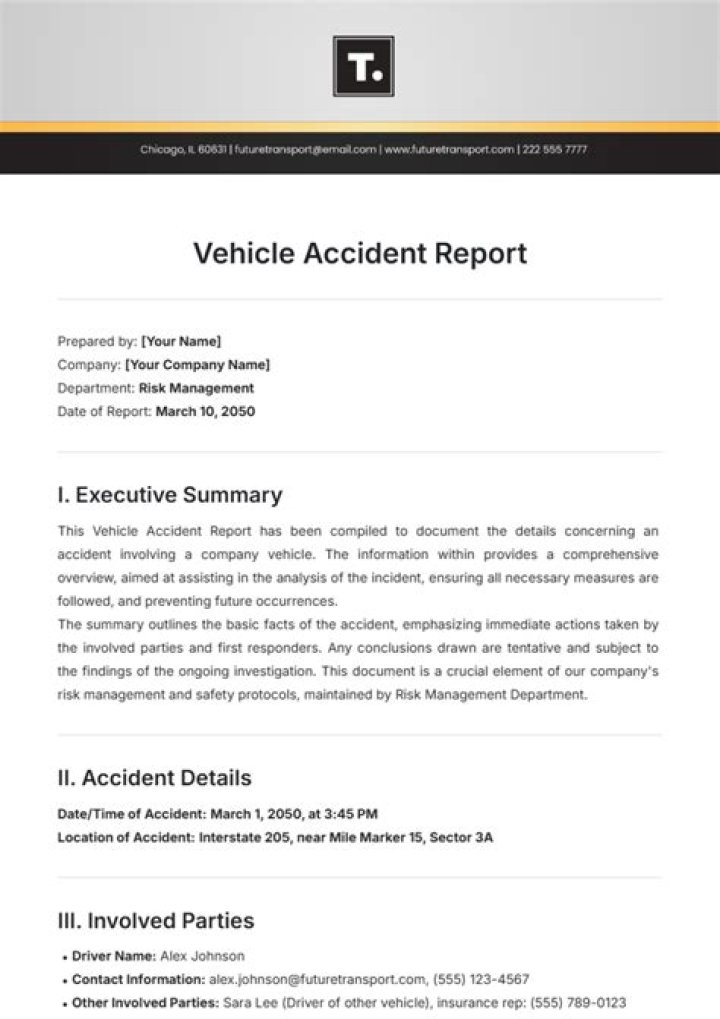 How do you write a motor accident report?