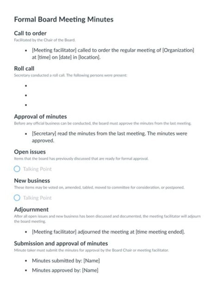 How do you write minutes from a previous meeting?