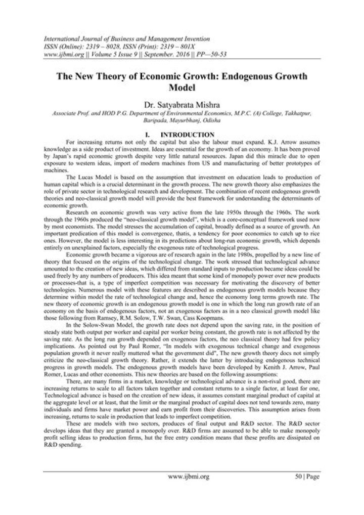 How does endogenous growth theory explain persistent growth?