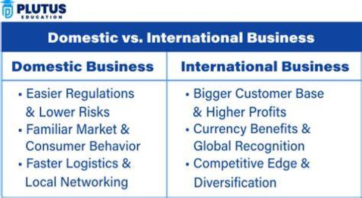 How international business differs from domestic business give any four points of difference?