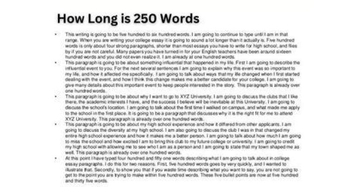 How long should 250 words take?