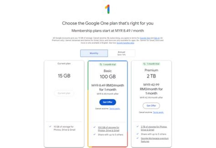 Is Google One membership free?