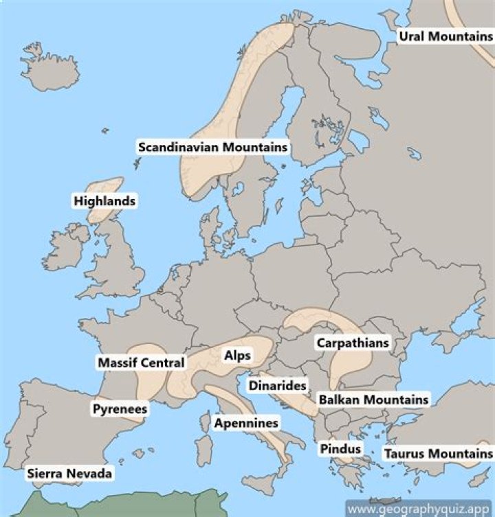 What are 3 mountain ranges in Europe?