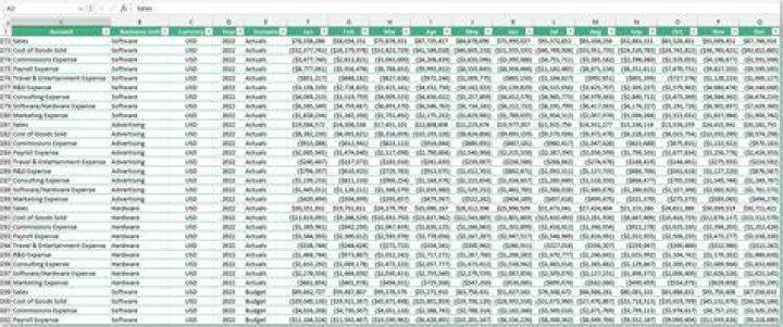 What are example of spreadsheets?