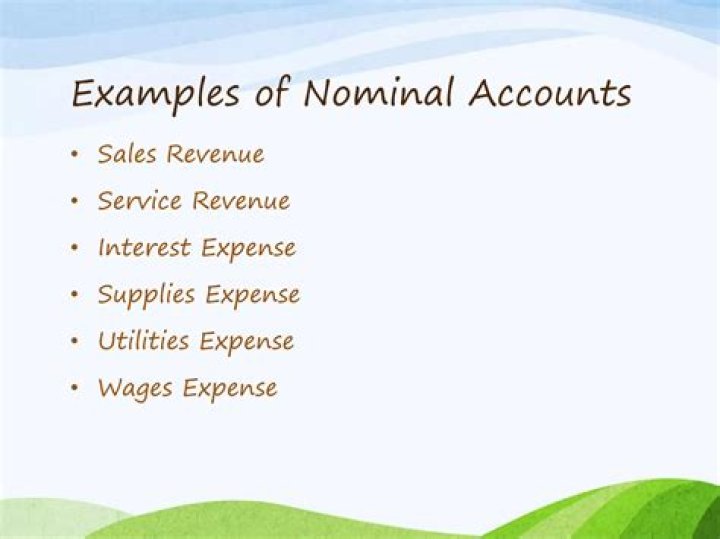 What are examples of nominal accounts?