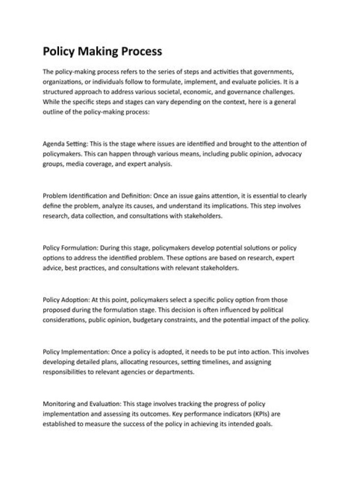 What are the five steps of policy making quizlet?