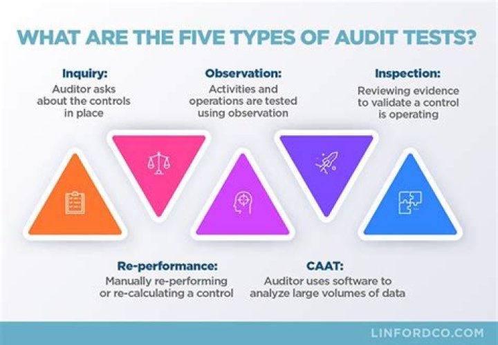 What are the five types of audit tests?