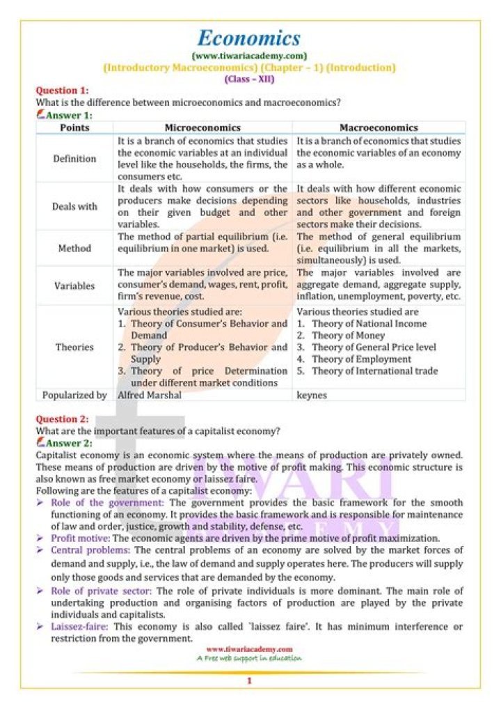 What are the MCQ questions for Class 12 economics?