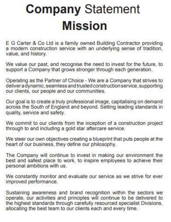 What are the mission statement of a company?