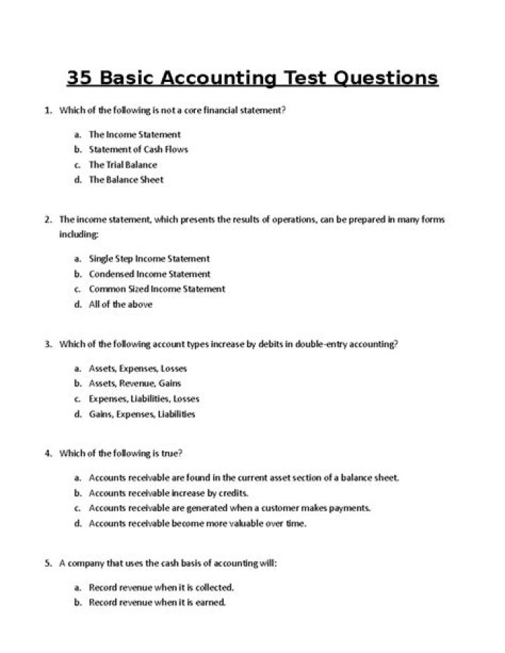 What are the questions on the basic accounting test?