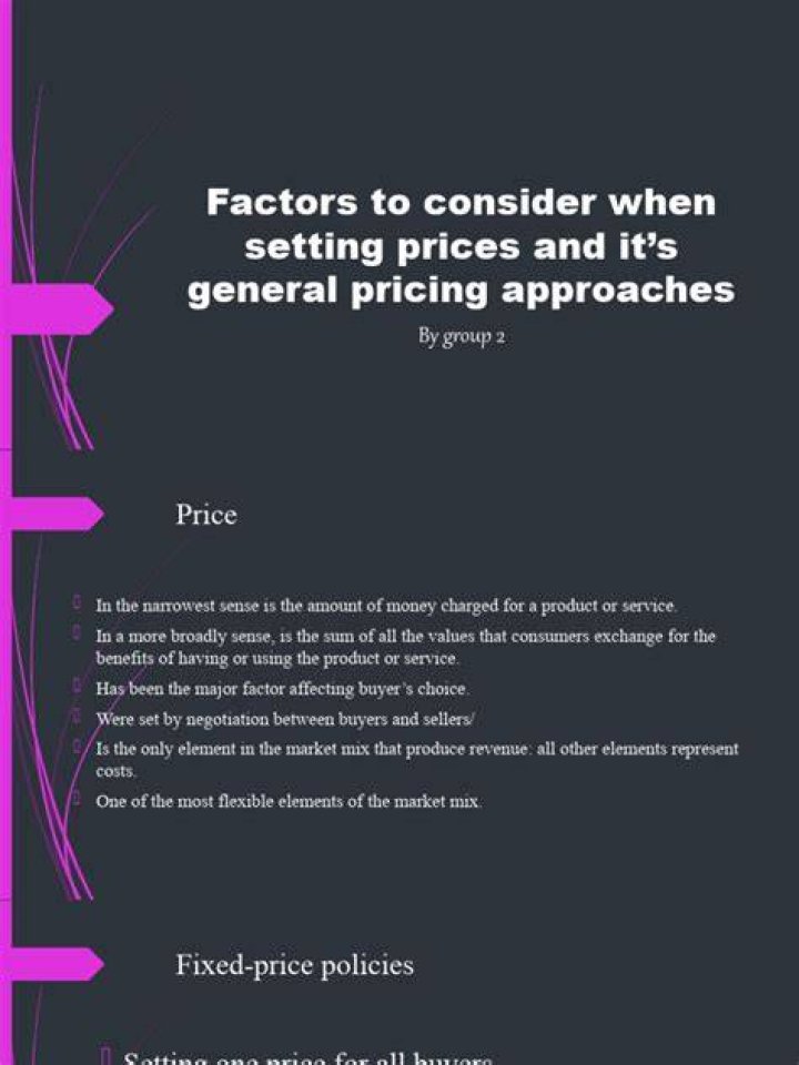What are things a business must consider when setting prices for a good or service?