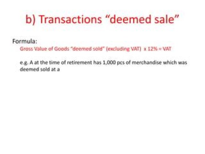 What are VAT transactions deemed sale?