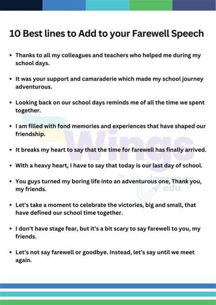 What do you say in a farewell speech?