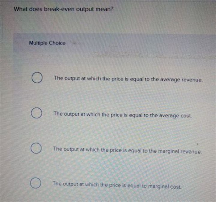 What does break even output mean?