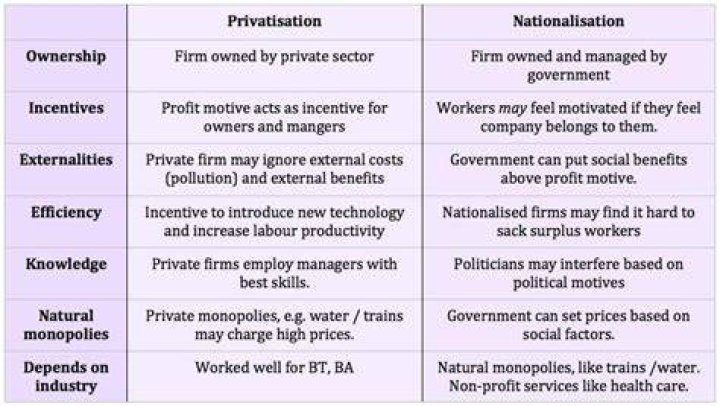 What does nationalisation mean in business?