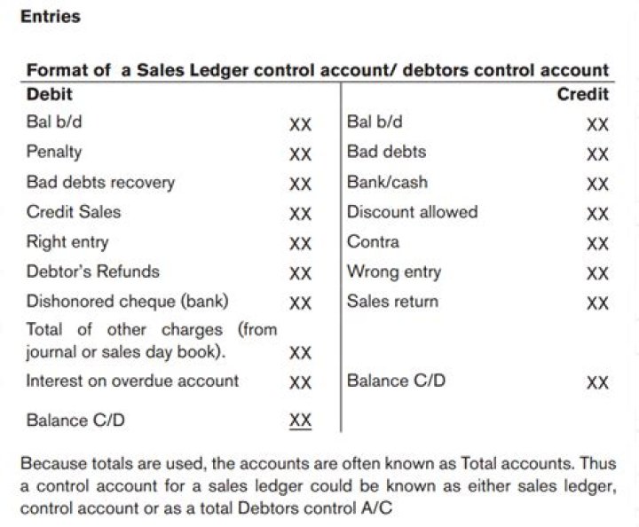 What goes in the debtors control account?