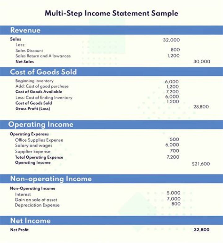 What goes on a multi-step income statement?