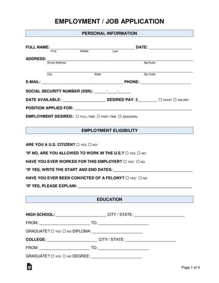 What information do you need for a job application?