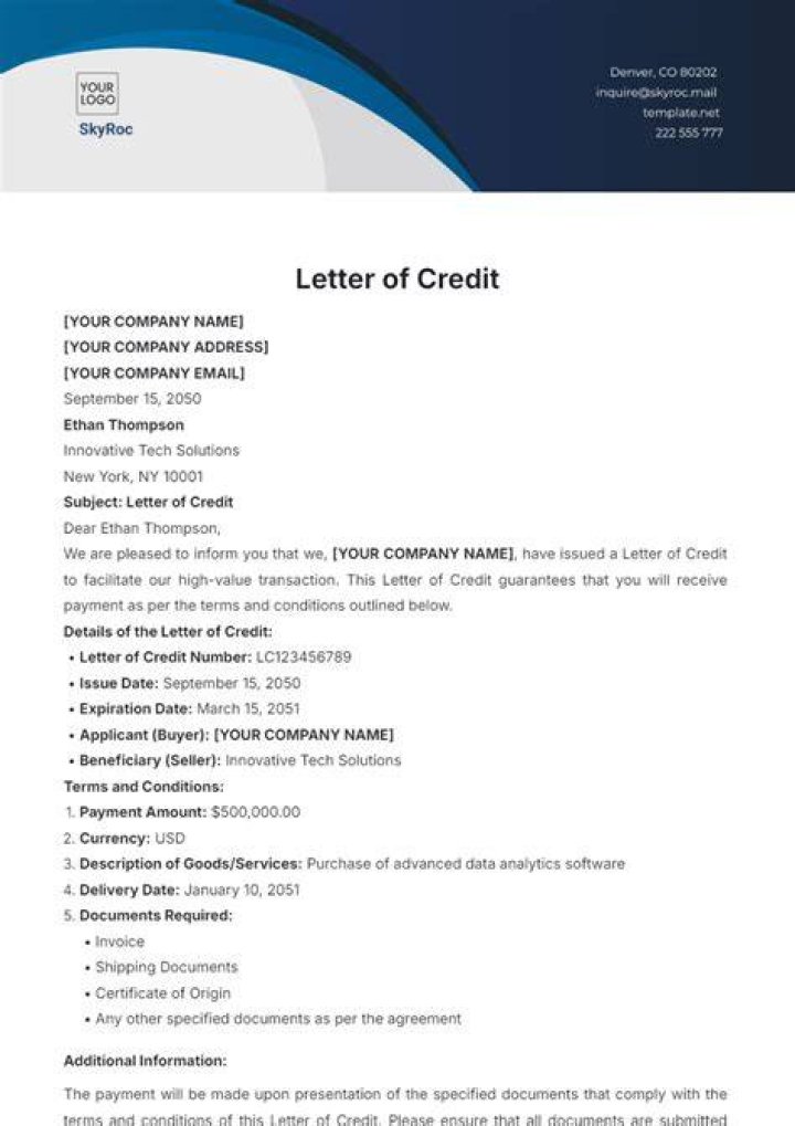What is a letter of credit explain?