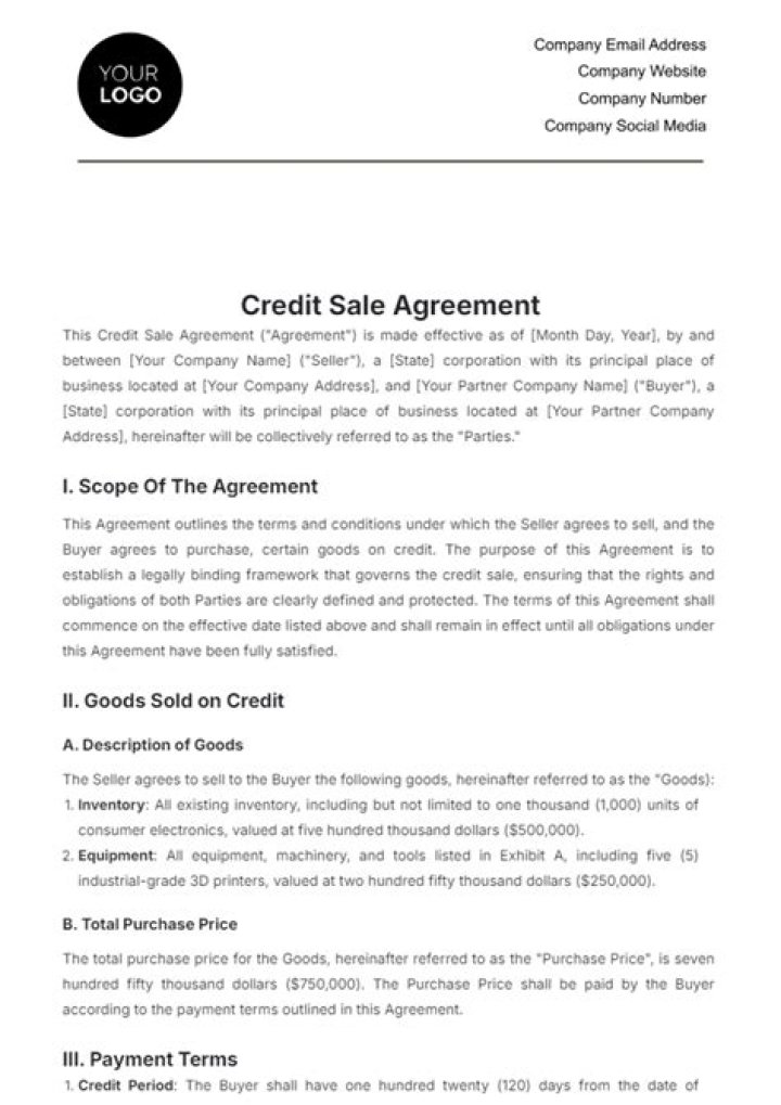 What is a sale on credit?