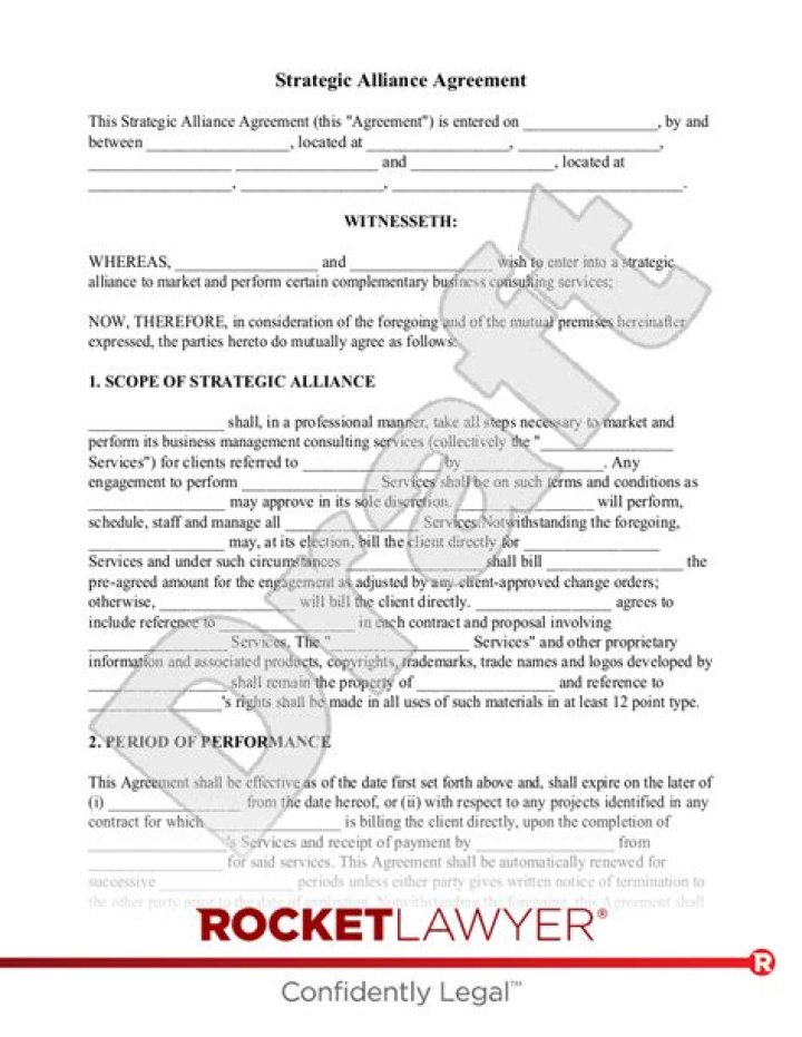 What is a strategic alliance agreement?