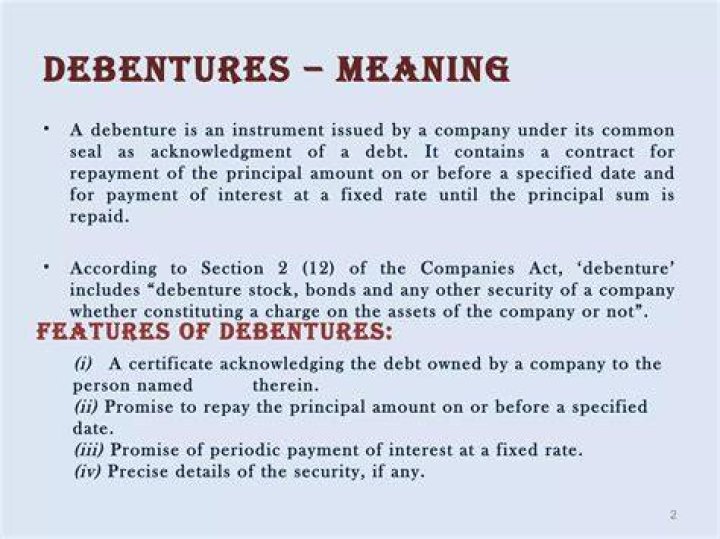 What is an example of a debenture?