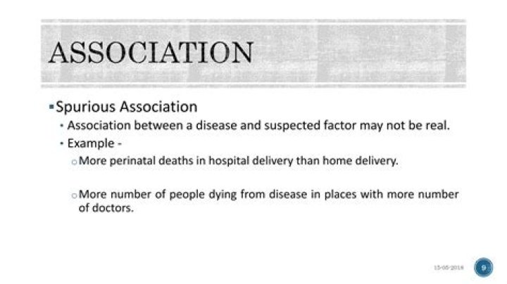 What is an example of spurious association?