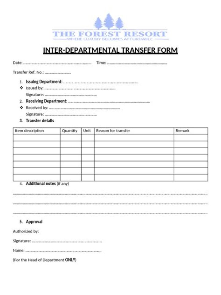 What is departmental transfer in?