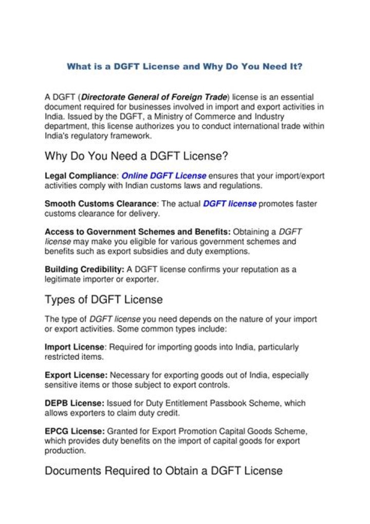 What is Dgft advance Licence?