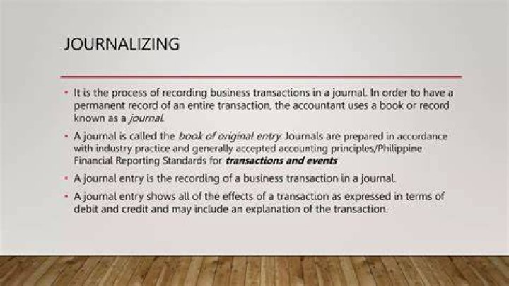 What is Journalizing a transaction?