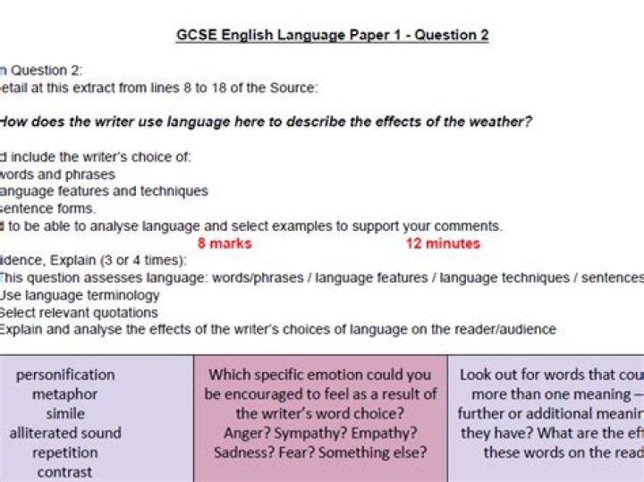 What is Question 4 English Language GCSE?