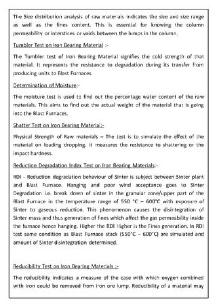 What is Reducibility index of sinter?