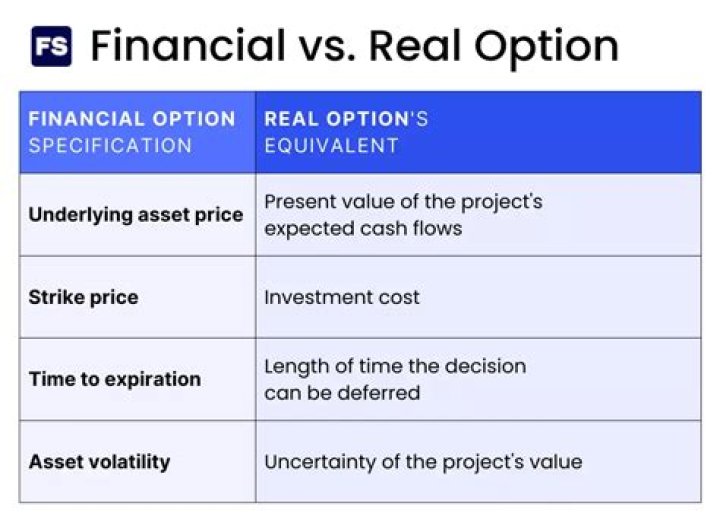 What is the difference between real options and financial options?