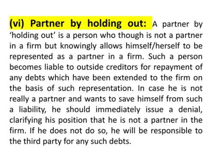 What is the example of partner by holding out?