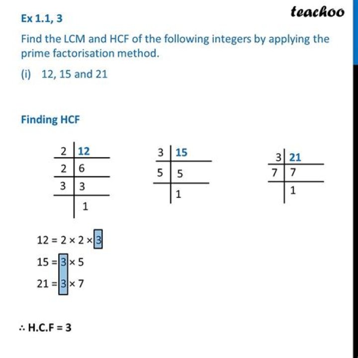 What is the HCF of 12 15 and 45?