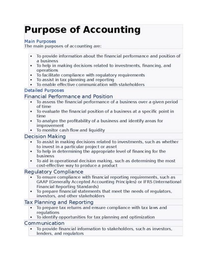 What is the main purpose of accounting?