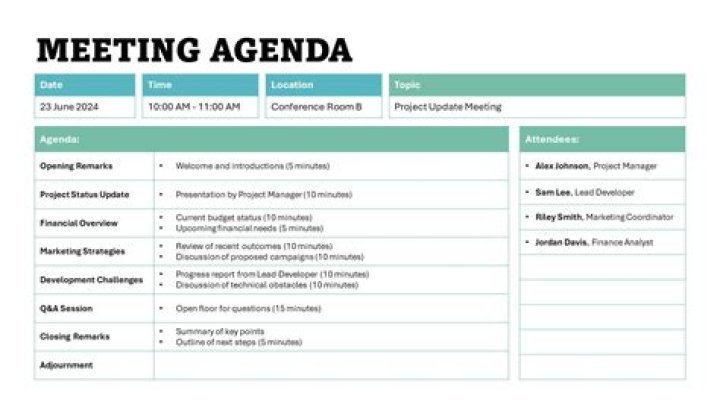 What is the meaning of agenda of meeting?