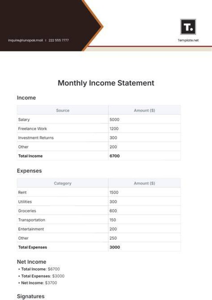 What is the monthly income for an accountant?