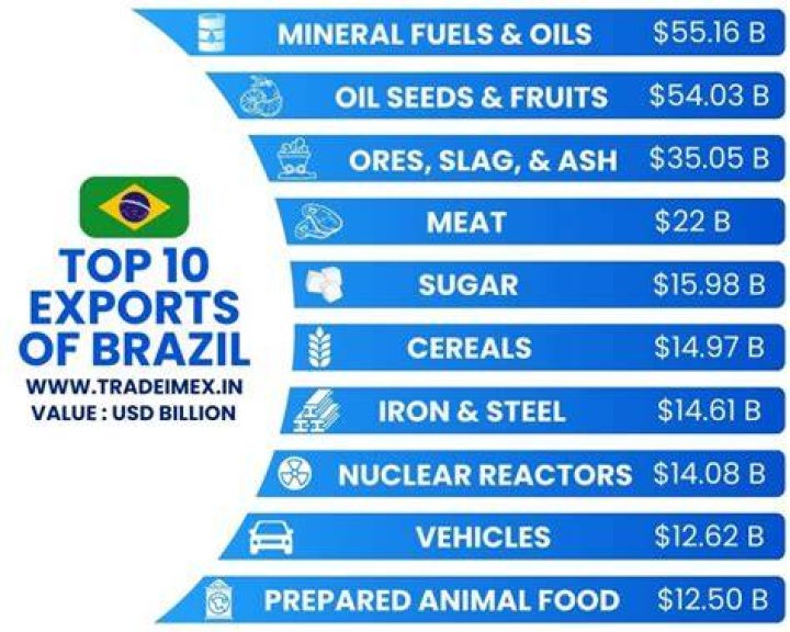 What natural products Does Brazil export?