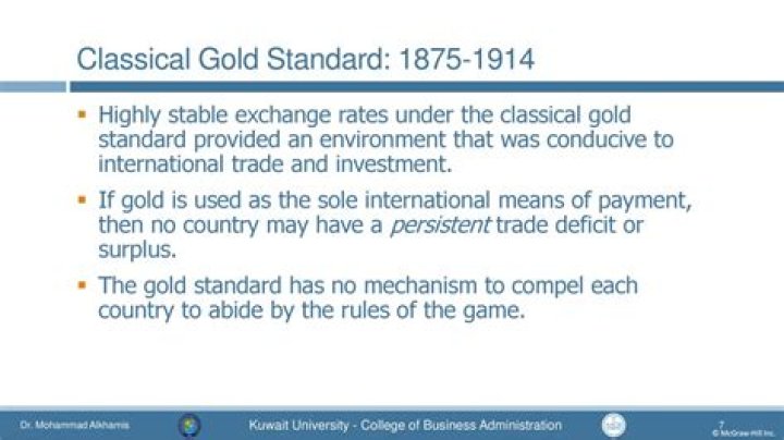 What was the period of classical gold standard?